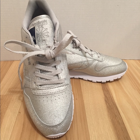 silver glitter reebok classics